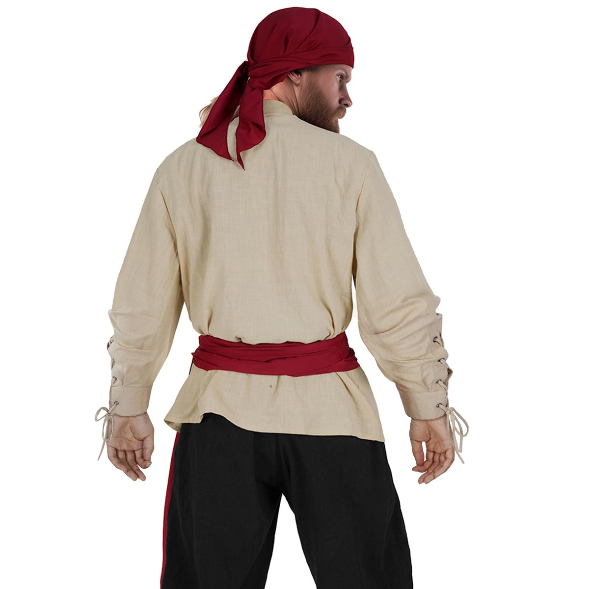 HSDOU Mens Pirate 3 Pcs Costume Set Renaissance Pirate Shirt Medieval Costume Viking (Z3760YE, 2XL)
