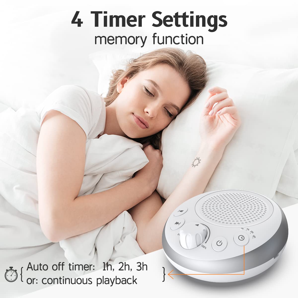 Loud Pink Noise Machine Sleep Machine Nostop 30 Soothing Sounds for Baby Kids Adults Sleep Pinknoise Machine 36-Level Vol Auto-Off Timer Memory Function for Home Travel Office