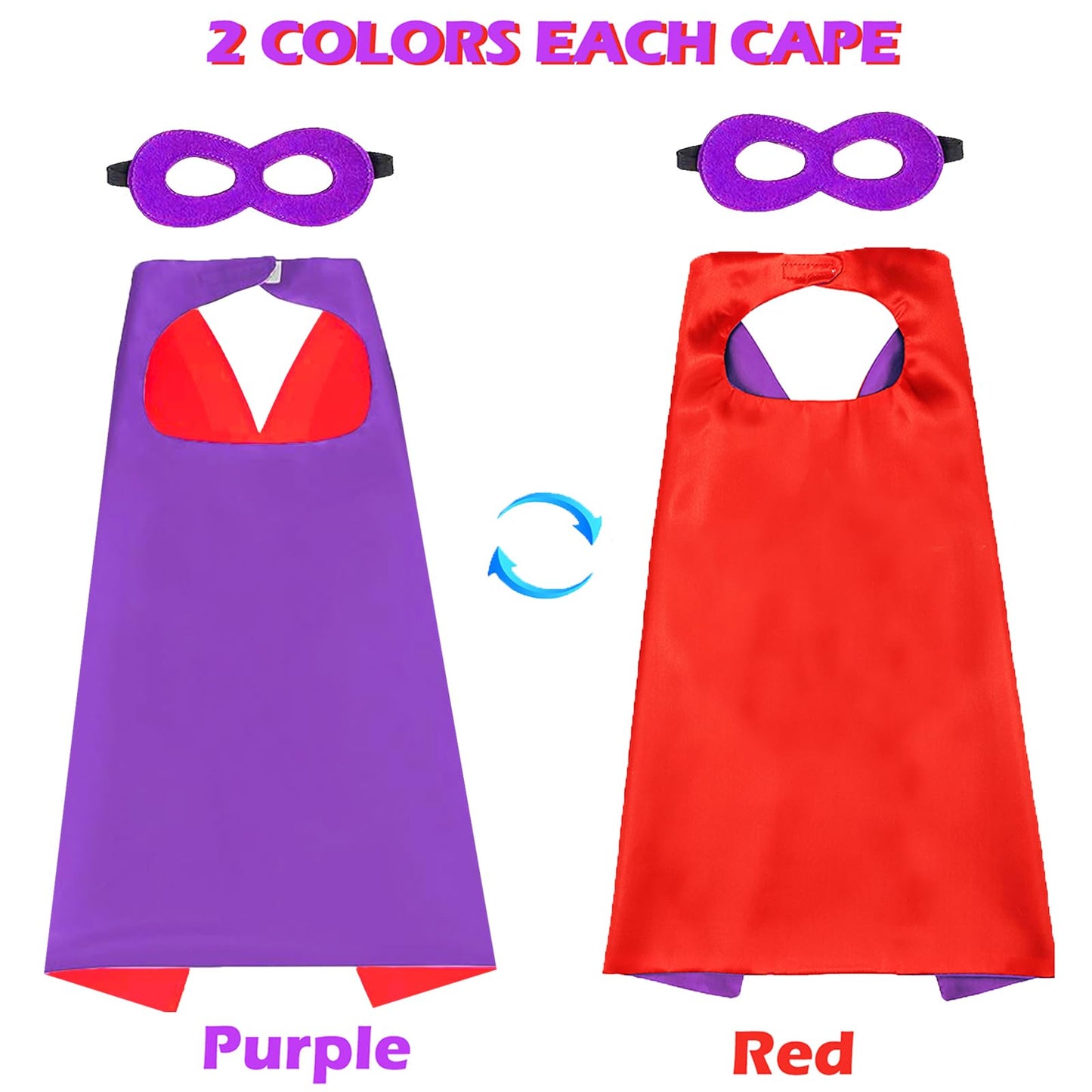 Dajiahao Superhero Kids Capes and Masks - Halloween Costume Cape Party Dress Up Toys Capes 4-10 Year for boys birthday party Gifts(Purple)
