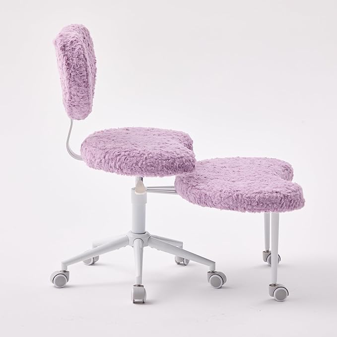 Cross Legged Office Chair for Adults, Criss Cross Office Chair with Wheels, Adjustable Meditation Chair with Lumbar Support, ADHD Desk Chair for Home Office, Violet
