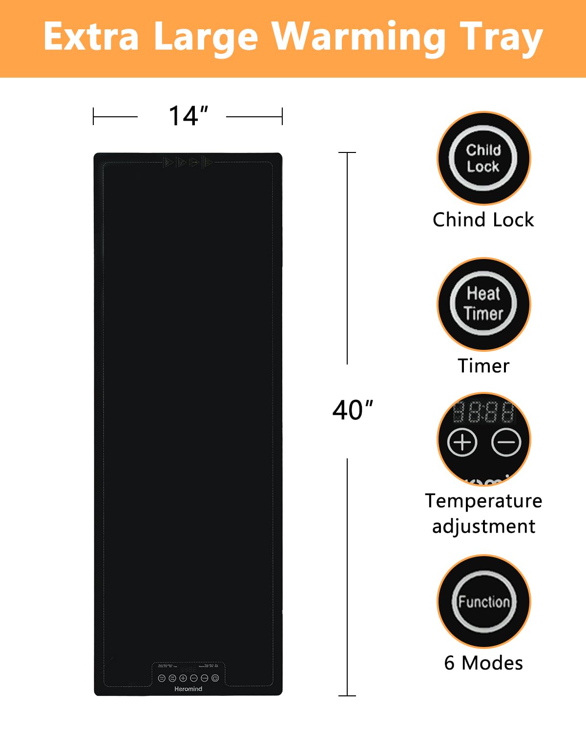 Electric Warming Tray,Extra Large Food Warming Mats with Temp-Settings & Timmer,Full Surface Heating Electric Food Warmer Mat Keep Food Warm at Buffet, Party, Sabbath, Daily Use (XXL(40 * 14"))