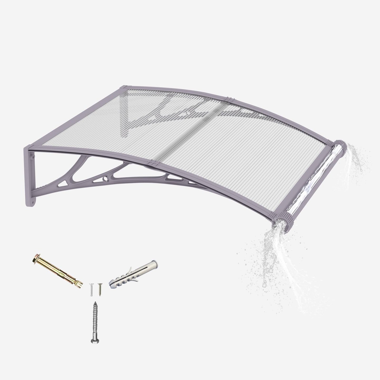 GGNEBAI Awning for Door Entrance,32x48 inches Awnings for Doors with Separate Drainage,Front Door Awning Exterior,Polycarbonate UV, Rain, and Snow Protection for Porch,Patio,Window,Deck