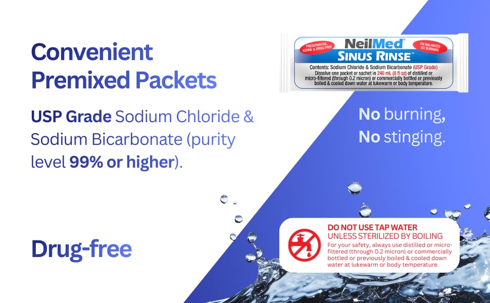 NeilMed Sinus Rinse - A Complete Sinus Nasal Rinse Kit, 50 count (Pack of 1) Count may vary