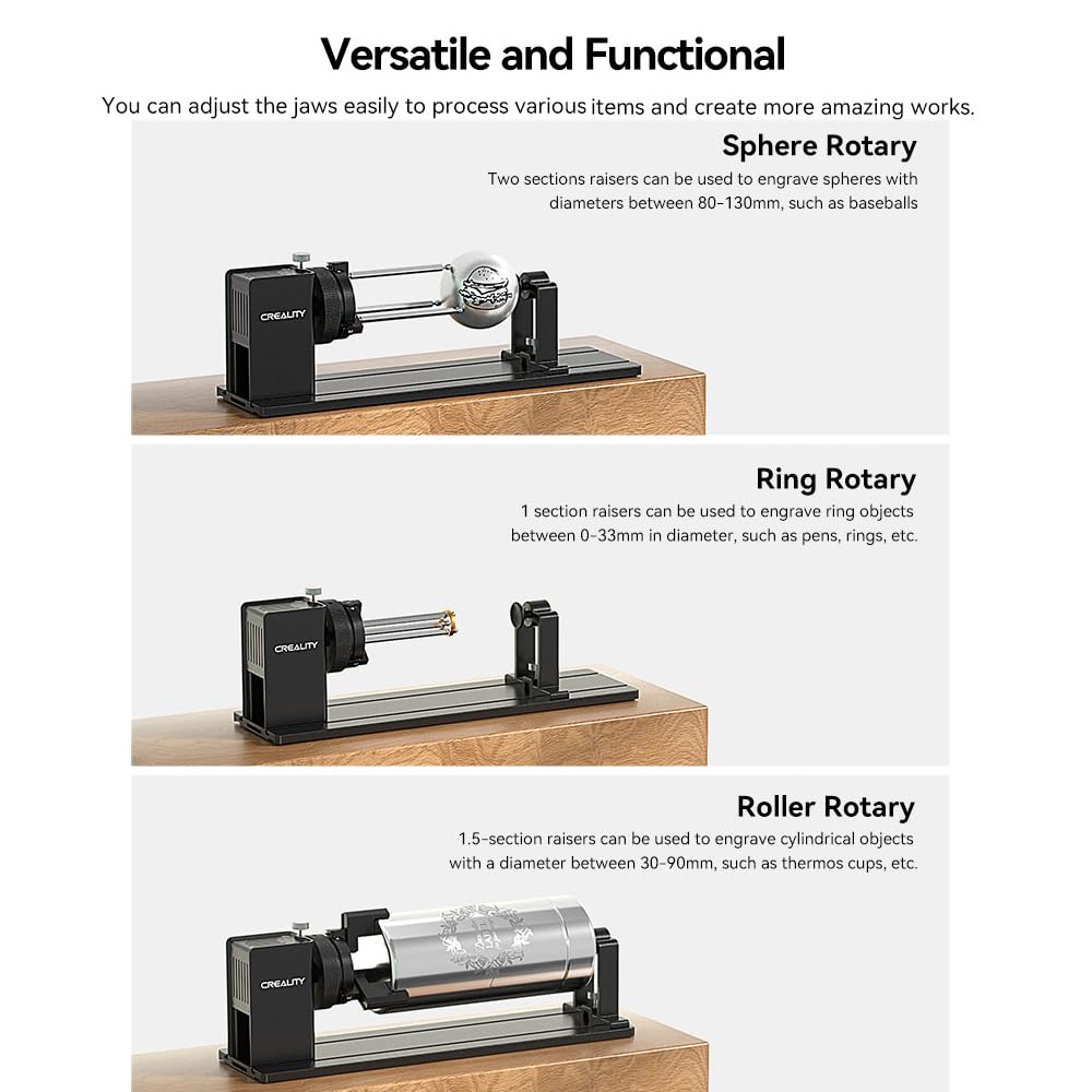 Creality Laser Rotary Roller Pro for Falcon A1 Laser Engraver，Suitable for Engraving Cylindrical Objects, Rotary Kit with M6 Raiser for Falcon A1
