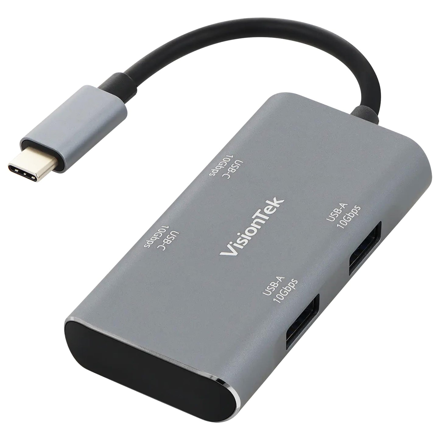 Visiontek Usb-C Hub 4-In-1 Adapter - 2X Usb-C, 2X Usb-A Ports, 10Gbps High-Speed Data, Compact Usb-C Dongle For Macbook, Windows