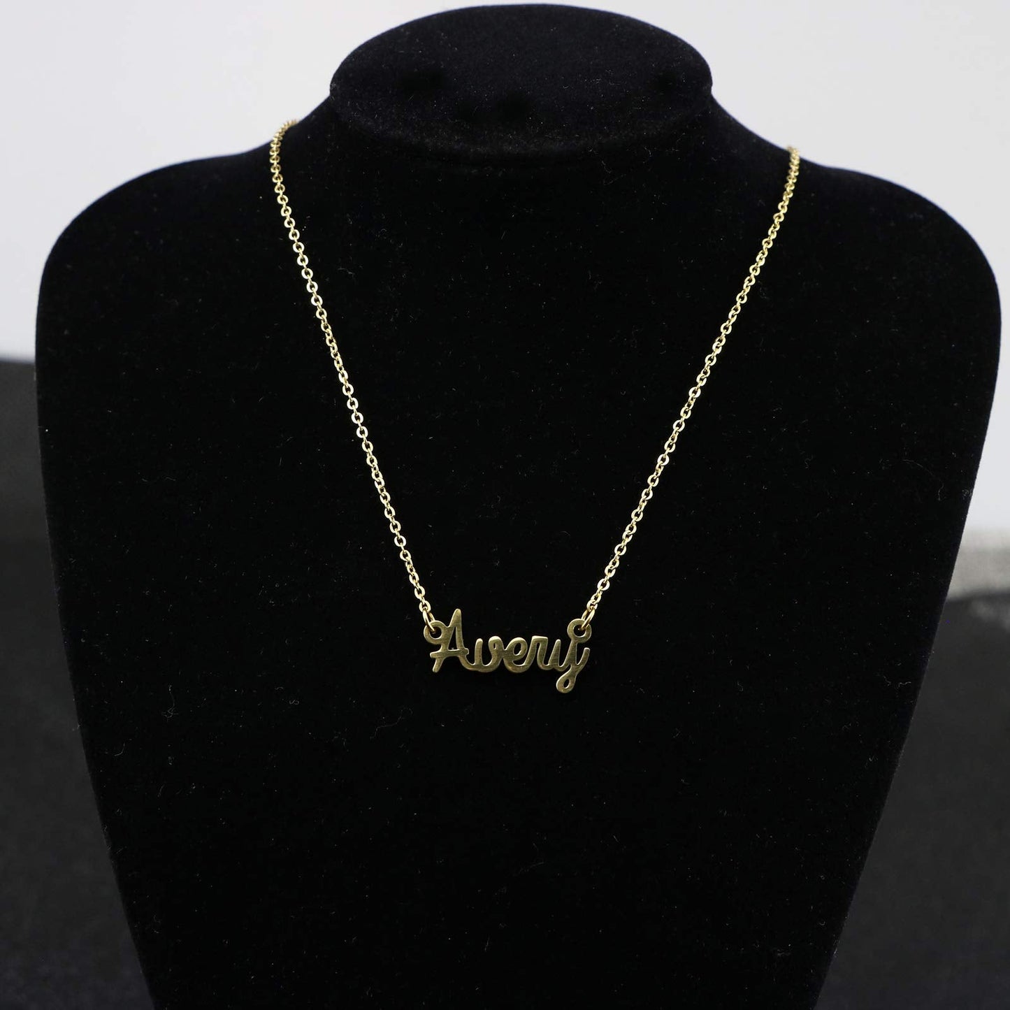 Name Necklace Big Initial Gold Plated Best Friend Jewelry Women Gift for Her Avery