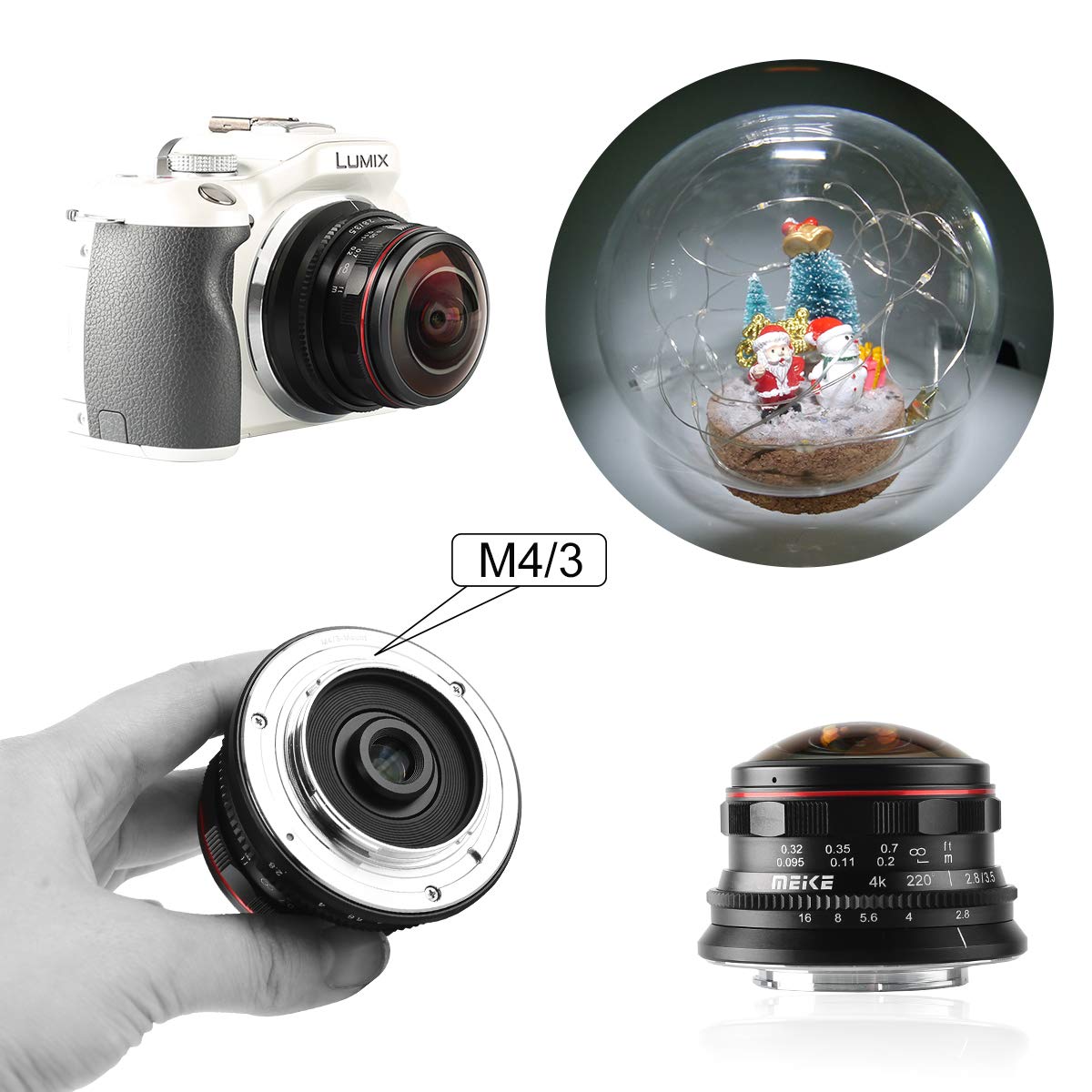 MEKE MK-3.5mm f2.8 Ultra Wide Circular Fisheye Lens for Olympus Panasonic Lumix MFT Micro 4/3 Mount Mirrorless