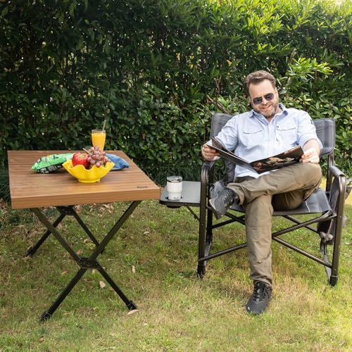 Timber Ridge XXL Directors Chair, 600lbs Capacity Heavy Duty Folding Camping Chair with Side Table & Insulated Pocket, Ove...