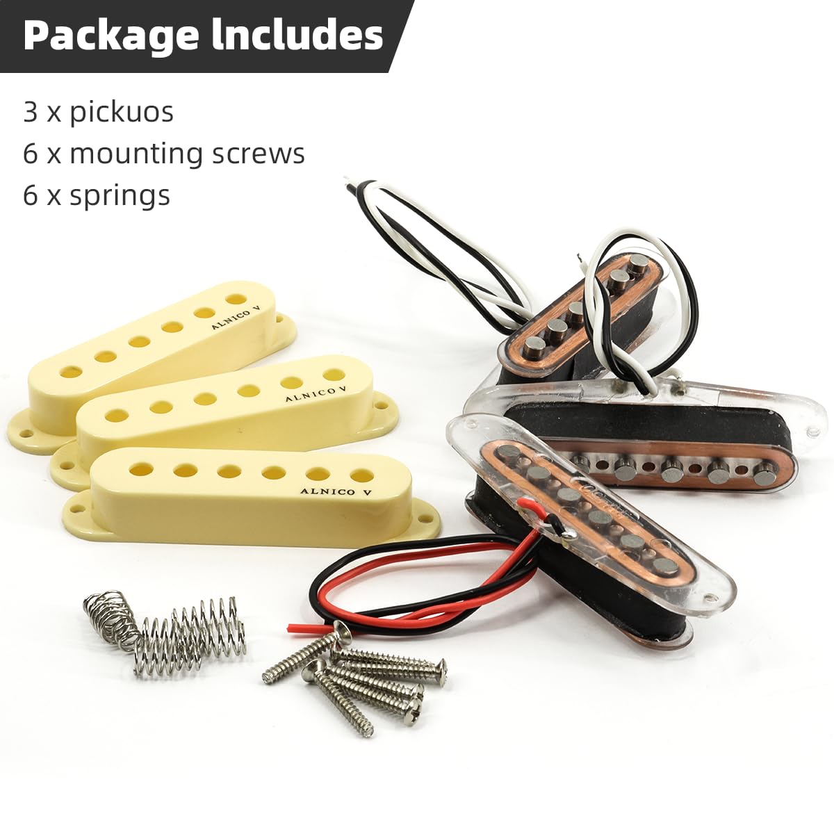 Ogdni Single Coil Electric Guitar Pickup Set,Alnico 5 Strat Sss Pickup Guitar Neck/Middle/Bridge Pickup For Strat Style Electric