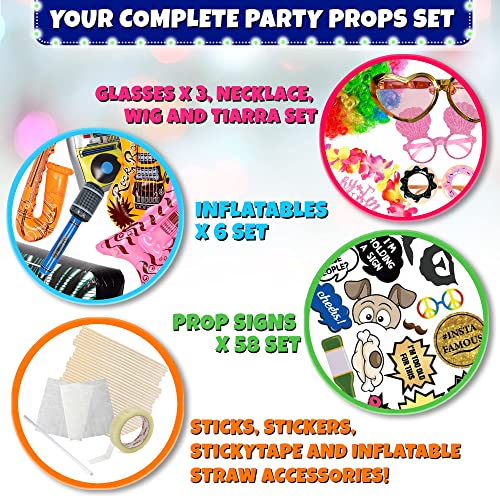 SOUL SHIFT 70 Pc Large Premium Photo Booth Props Set for All Occasions - Wedding Props, Birthday Props, Graduation Prop, I...