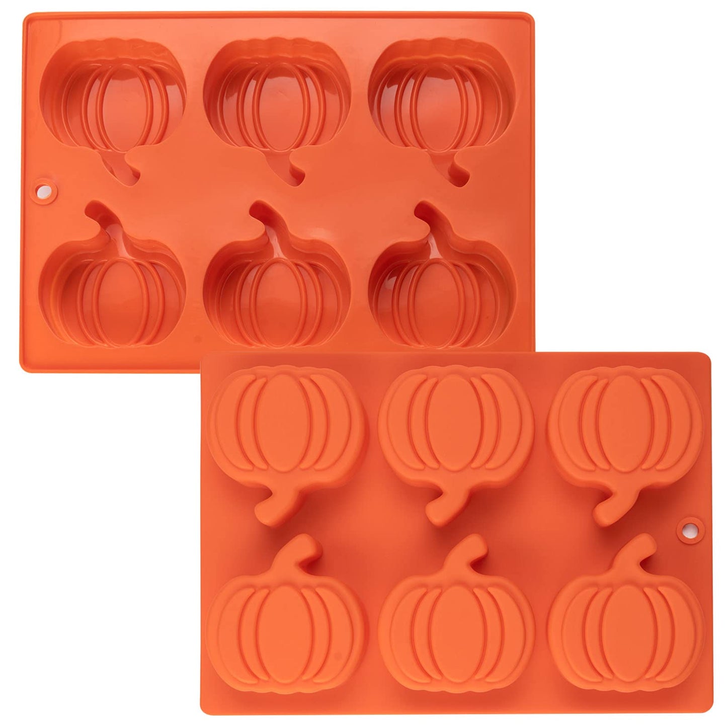 Silicone Molds, 2 Pack Pumpkin Cake Molds Thanksgiving Oreo Muffin Cupcake Pan Hot Chocolate Bomb Mold for Halloween Thanksgiving Fall Baking and Pumpkin Wax Melts Soap Making