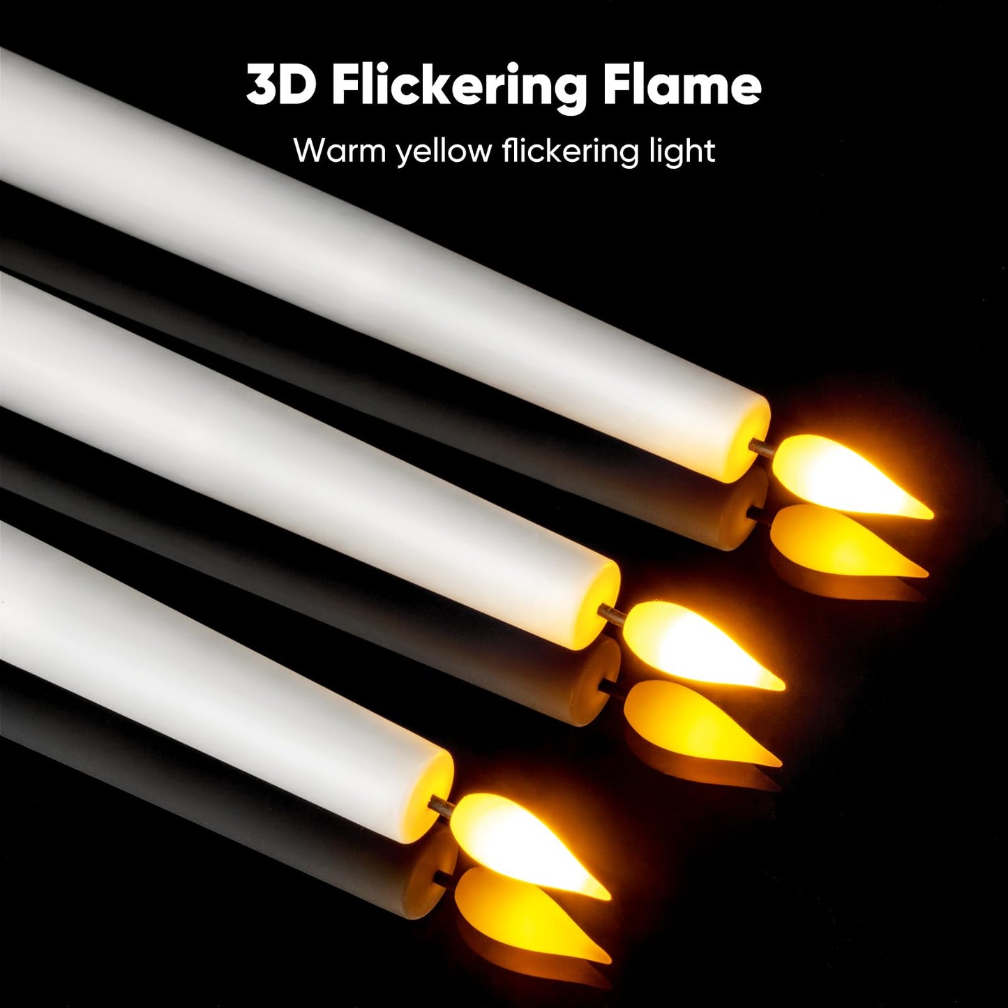 Meigic 12 Pcs Flameless Taper Candles with Remote and Timer, 9.6 Inches Plastic LED Candlesticks, White Battery Operated Window Candles, for Home Wedding Christmas Party Decoration
