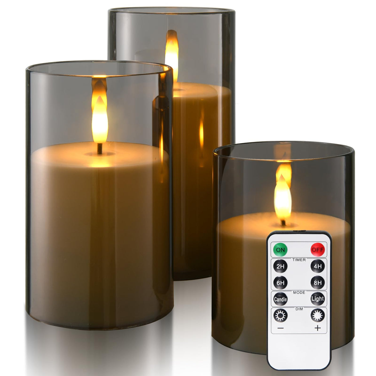 Flameless Candles Battery Operated Candles- Flickering LED Candles with Realistic 3D Buld and Remote Control &Timer for Wedding Birthday Halloween Christmas Decorations Set of 3