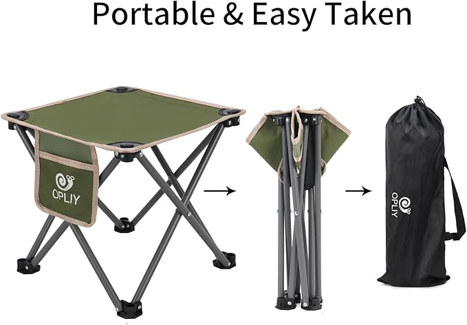Opliy Camping Stool, 13.5 inch Folding Small Chair Portable Camp Stool for Camping Fishing Hiking Gardening and Beach, Camping Seat with Carry Bag (Green)