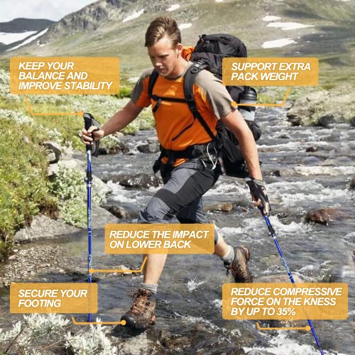Covacure Trekking Poles Collapsible Hiking Poles - Aluminum Alloy 7075 Trekking Sticks with Quick Lock System, Telescopic,...