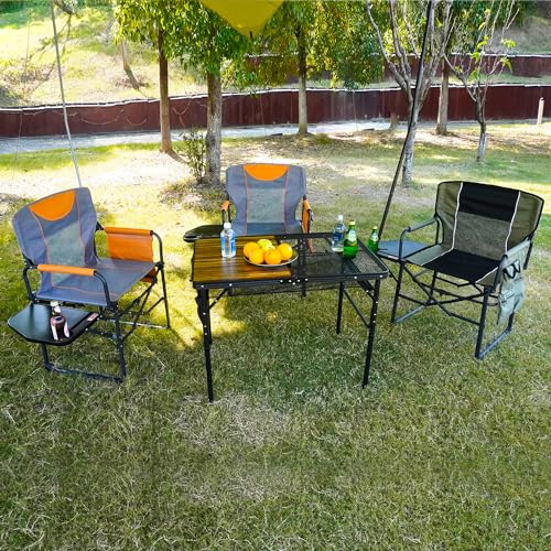 YOUGYM Wide Folding Director Chair with Table, Outdoor Camping Chair for Adults with Cup Holder Load 330 Lbs, Portable Lig...
