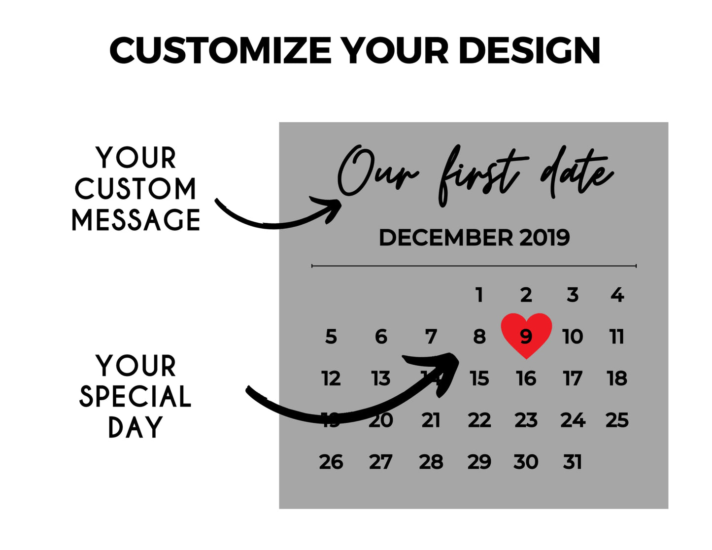 Personalized Calendar Gift Keepsake - Romantic Gift, Wedding Gifts, Gift for Him, Gift for Anniversary, Couples Gift, Gifts for Wife and Husband Memorial Keepsake
