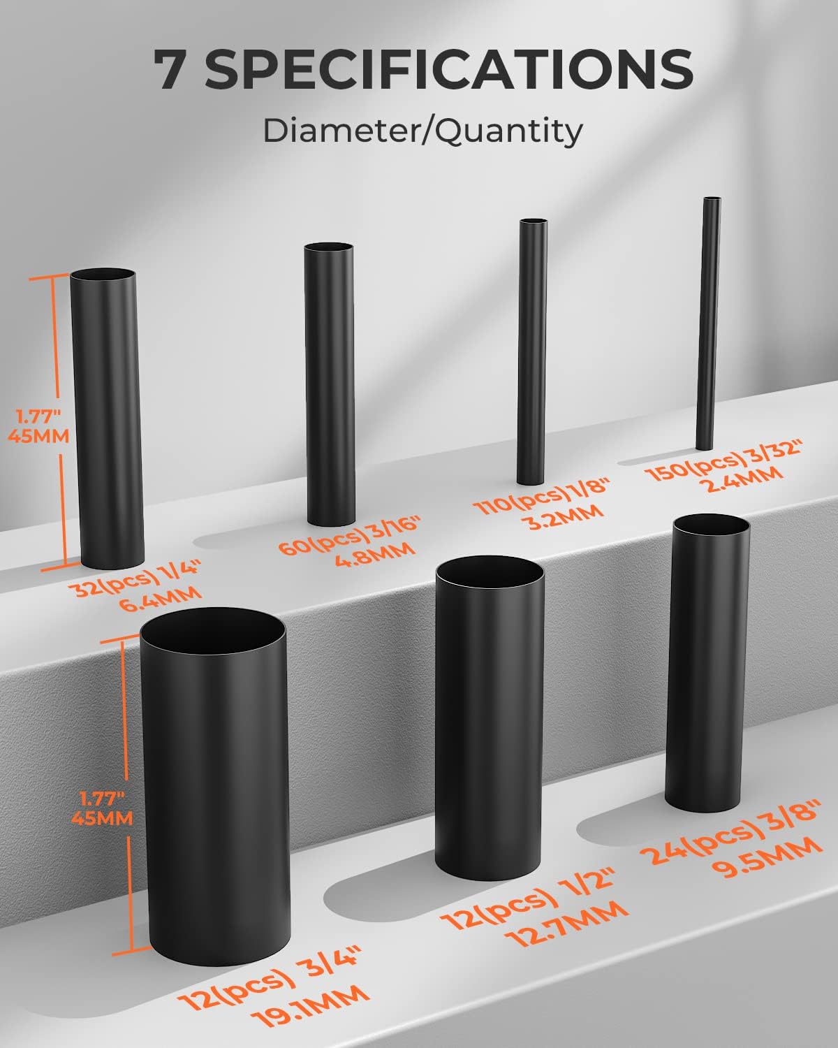 400 Pcs Heat Shrink Tubing Kit-3:1 Ratio Adhesive Lined,Marine Grade Shrink Wrap - Industrial Heat-Shrink Tubing - Black