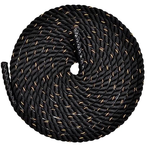 Fitvids Battle Rope 1.5Inch 2 Inch Diameter Poly Dacron 30 FT, 40 FT, 50 FT Length, Heavy Ropes for Home Gym and Workout