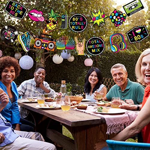 Blulu 80s Party Decorations, 80s Theme Birthday Party Supplies Banners Door Cover Photo Booth Props Hip Hop Backdrop Table...