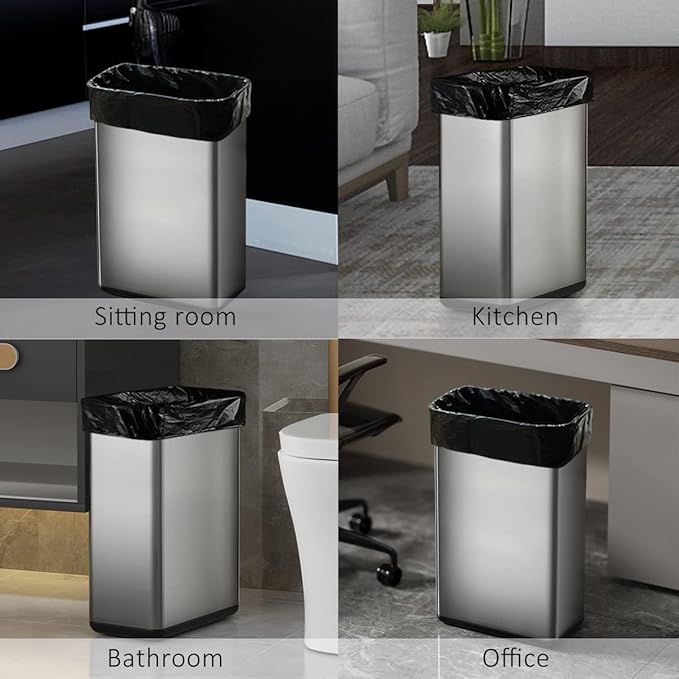 Medium Black Trash Bags 8 Gallon 330 Counts Strong Garbage Bags by Teivio,Waste Basket Trash Bags,Bathroom Trash Can Bin Liners, Plastic Bags for home office kitchen