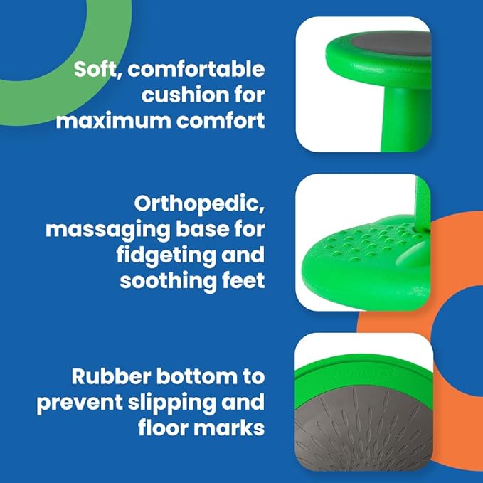 Studico ActiveChairs Adjustable Wobble Stool, Flexible Classroom Seating, Improves Focus, Posture & Helps ADHD/ADD, Sensory Chair, Active Desk Chairs, Adjusts from 16.65" to 23.75", Ages 13-18, Grey