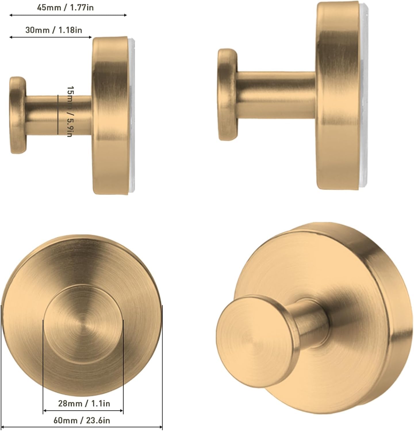 byojia Suction Cup Hooks, Shower Hooks for Inside Shower, No-Drill Towel Hook Stainless Steel Waterproof Suction Hook for Wreaths, Loofah, Towel, Coat, Bath Robe (3, Gold)