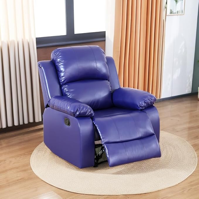 A Ainehome Living Room Furniture Set Leather Recliner Sofa Set Loveseat Chair Furniture Sofa Set for Living Room/Small Space/Rv/House/Office/Theater Seating (A-Blue Leather, Chair)