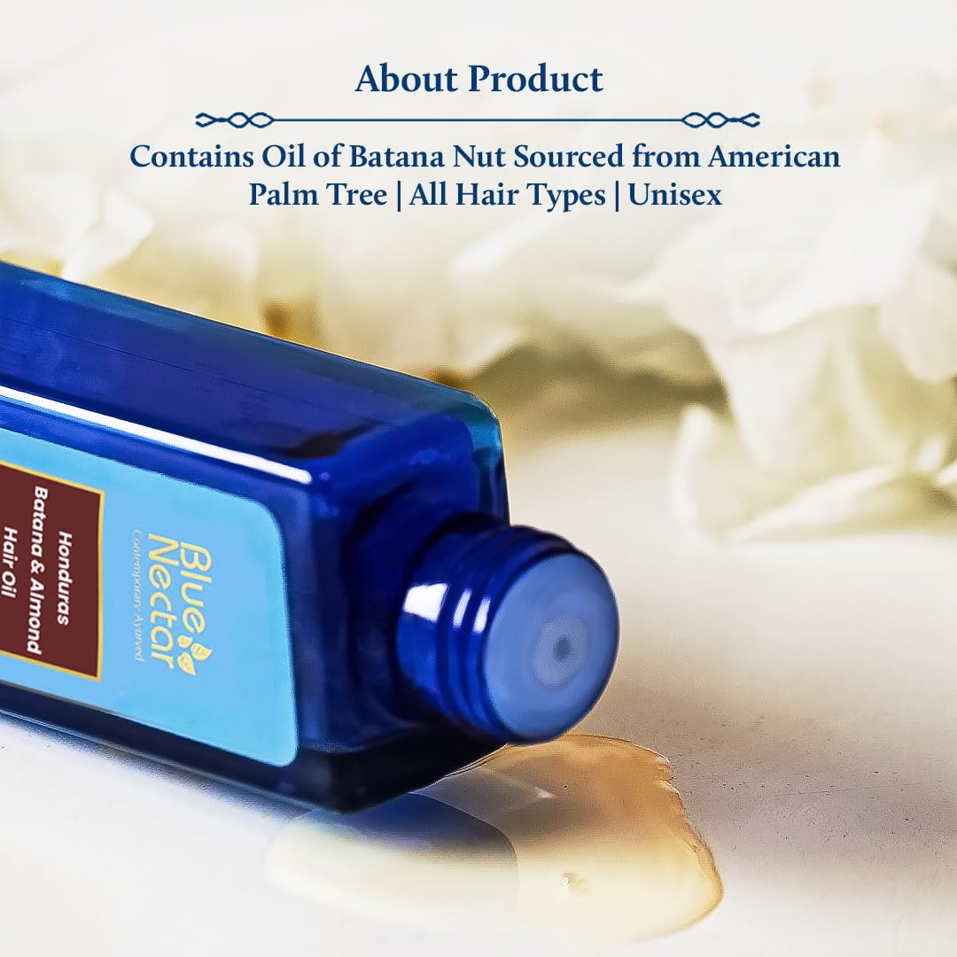 Blue Nectar Batana Oil for Thicker Hair | Pure Honduras Batana Oil for Hair Growth with Organic Almond Oil | Ayurvedic Hair Grow