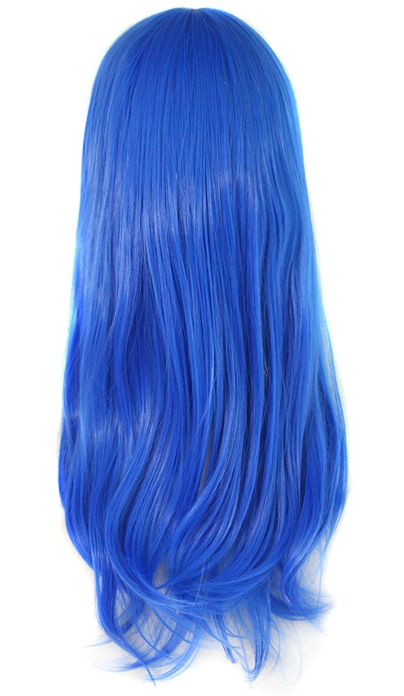 MapofBeauty 24/60cm Side Bangs Stylish Long Great Wavy Curly Cosplay Party Wig (Blue)