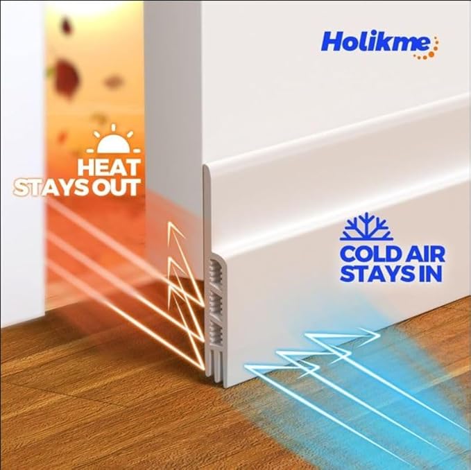 Holikme Door Draft Stopper Under Door Draft Blocker Insulator Doors Sweep Weather Stripping Noise Stopper Sheets, Rolls & Strips Strong Adhesive, White