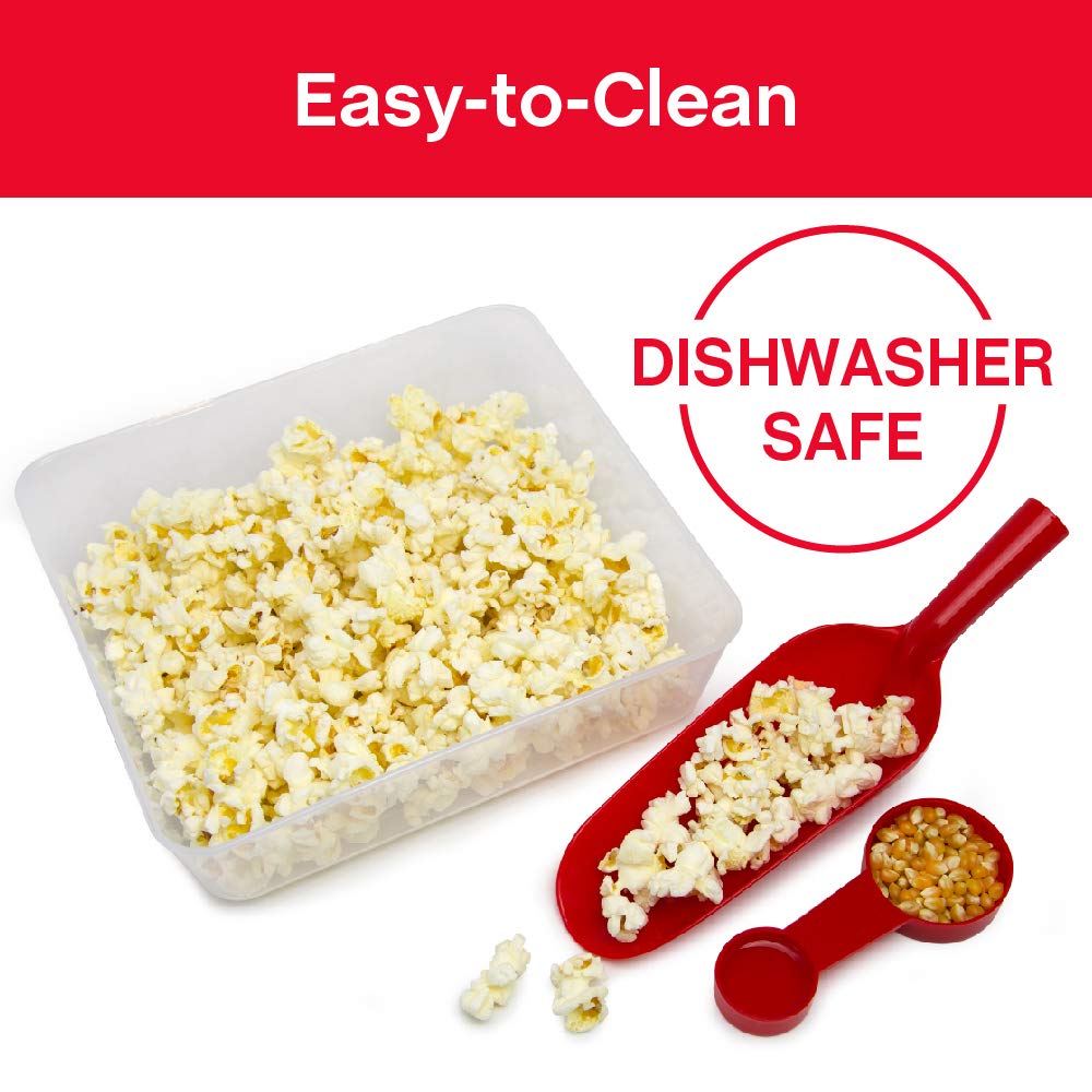 West Bend Popcorn Popper Machine Theater Style on Wheeled Cart with Non-Stick 2.5 Oz Stainless Steel Popcorn Kettle, Storage Shelf, and Popcorn Scoop, 10-Cup, Red