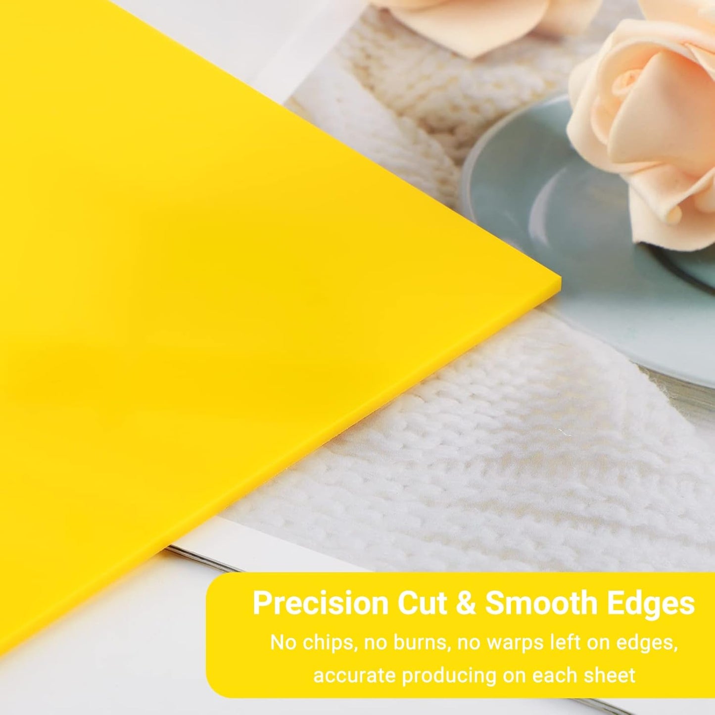 Enoin Yellow Tinted Plastic Sheets - 8x12 inches Colored Acrylic Sheets 1/8 Thick for Laser Cutting DIY Art Craft