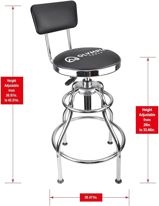 Olympia Tools 82-738 Adjustable Hydraulic Work Stool, Black