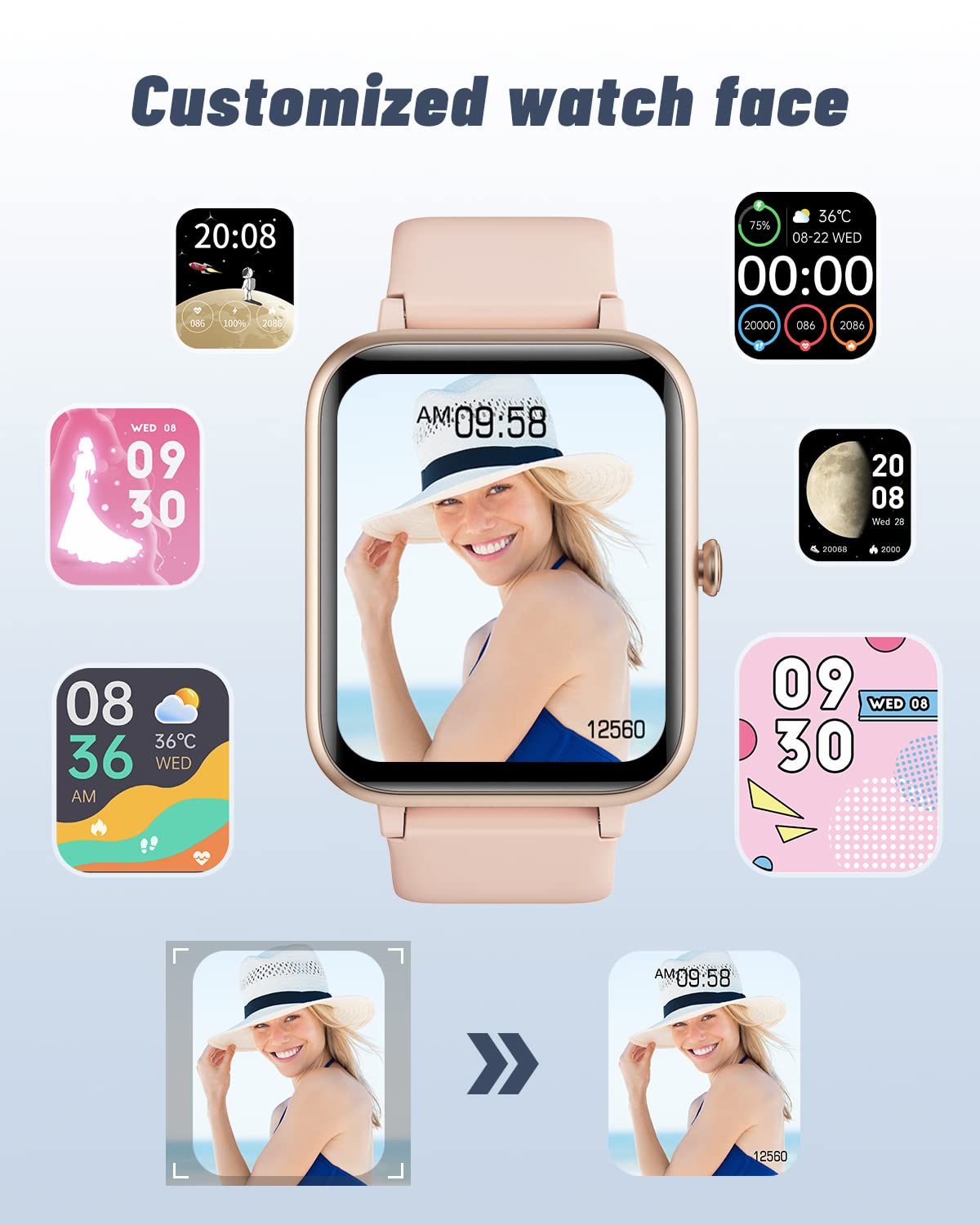 Grv Smart Watch For Ios And Android Phones (Answer/Make Calls), Watches For Women Ip68 Waterproof Smartwatch Fitness Tracker Wat