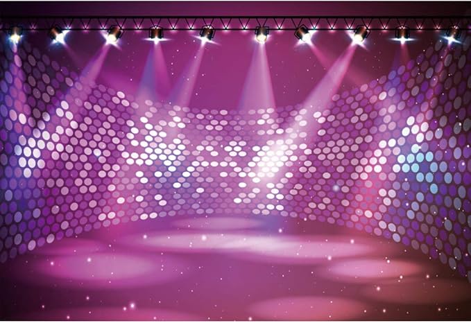 Leyiyi 10x7ft Free Stage Concert Backdrop Dace Music Show Entertainment Discoparty Club Purple Spotlight Lights Background...