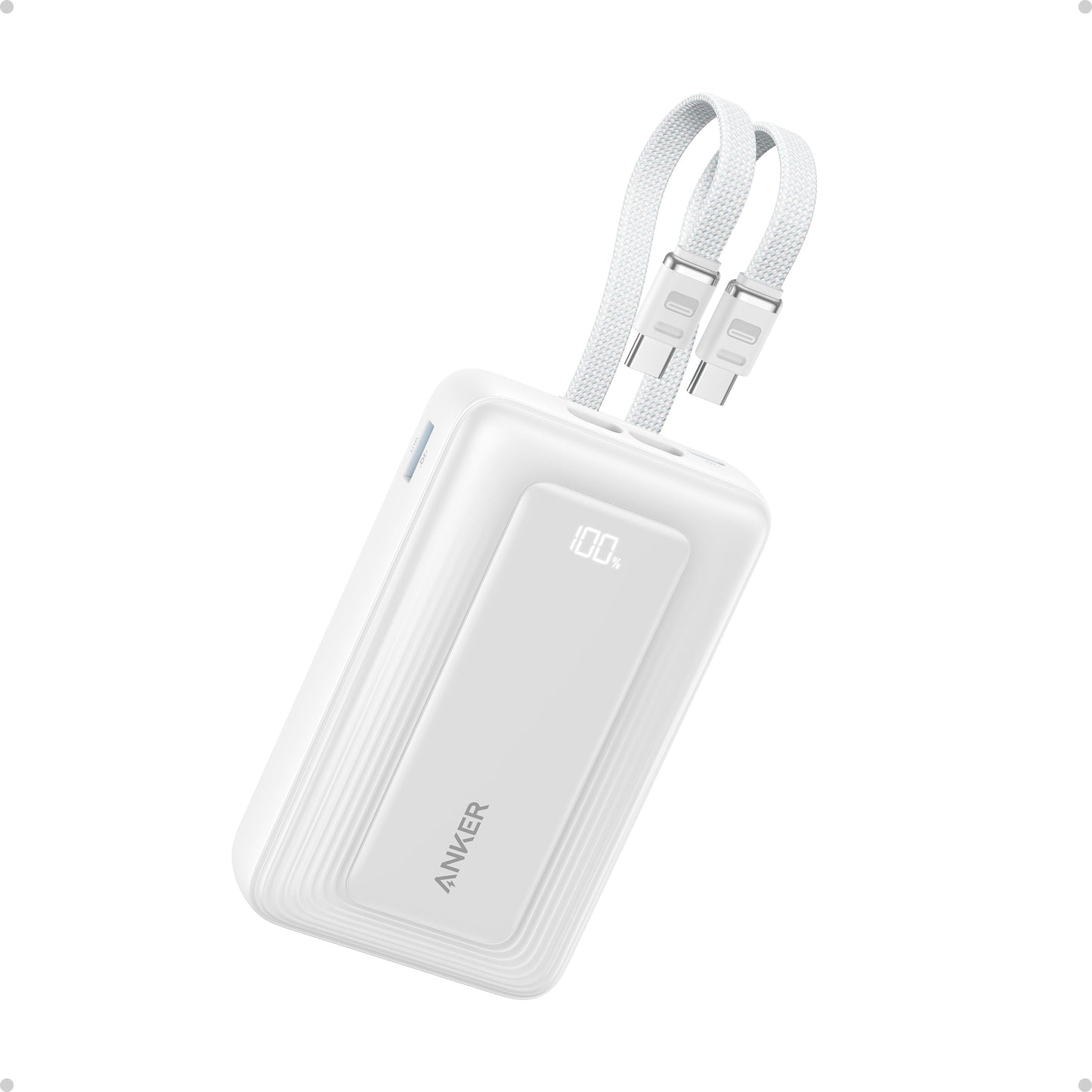 Anker Zolo Power Bank, 45W Max Fast Charging, 20,000Mah Battery Pack With Dual Built-In Usb-C Cables, 1 Usb-C&A Port, For Iphone
