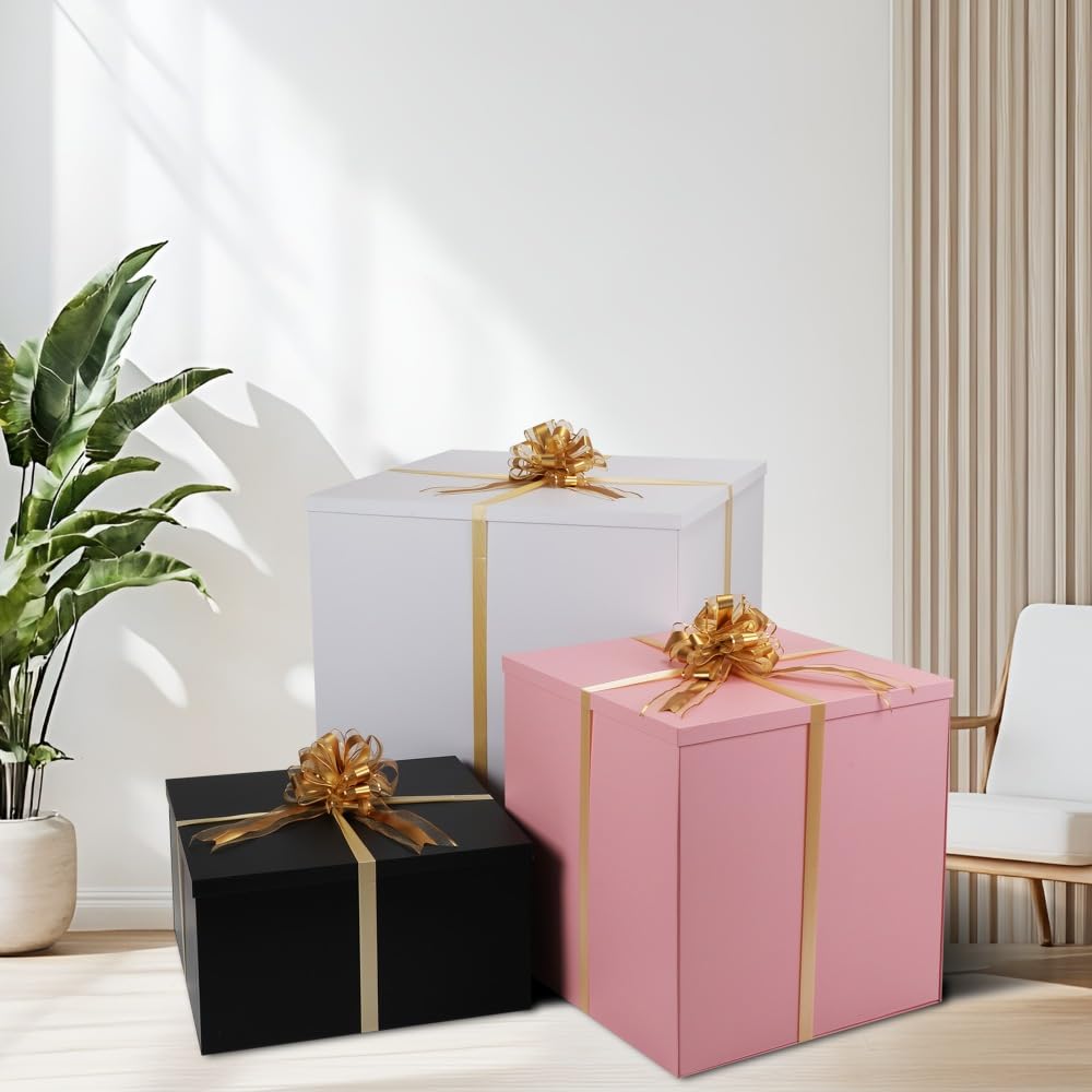 Extra Large Gift Box with Lid 20x20x10 Inches, Large Pink Gift Box Giant Gift Boxes with Lids for Presents Packaging for Birthday Surprise, Christmas, Anniversaries, Wedding Party