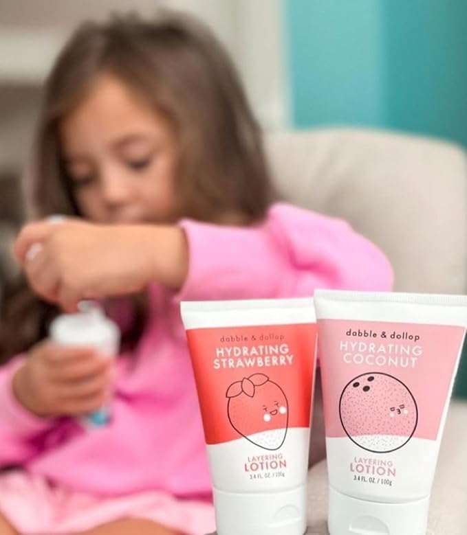 Dabble & Dollop Vanilla Lotion, Layering Lotion, Hydrating Scented Lotions for Kids, Dermatologist Tested, Vegan & Cruelty-Free (3.4oz, Pack of 2)