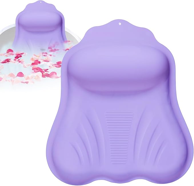 Silicone Bath Pillow for Tub Adults, 4D Air-Cushion Bathtub Pillow for Head Neck and Back Support, Non-Slip Suction Cups, Quick-Drying Waterproof Spa Pillow, Easy to Clean & Store