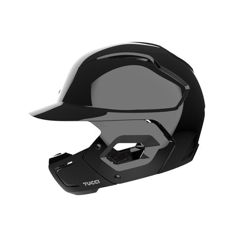 TUCCI Potenza Batting Helmet with Jaw Flap, S/M, Gloss Black, Right-Handed Hitter