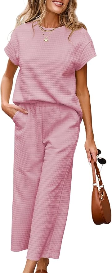 SHEWIN Womens Two Piece Fall Outfits Sweatsuits Casual Pullover Tops and Wide Leg Sweatpant Lounge Sets