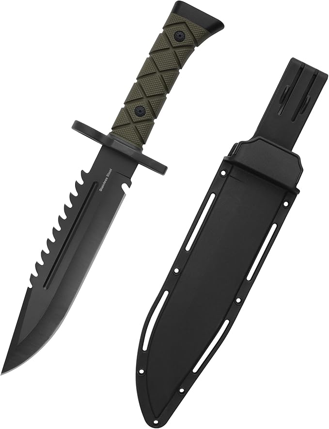 Leopcito 15" Fixed Blade Tactical Knives with Sheath, Stainless Steel Survival Hunting Bushcraft Full Tang Non-Slip Handle...