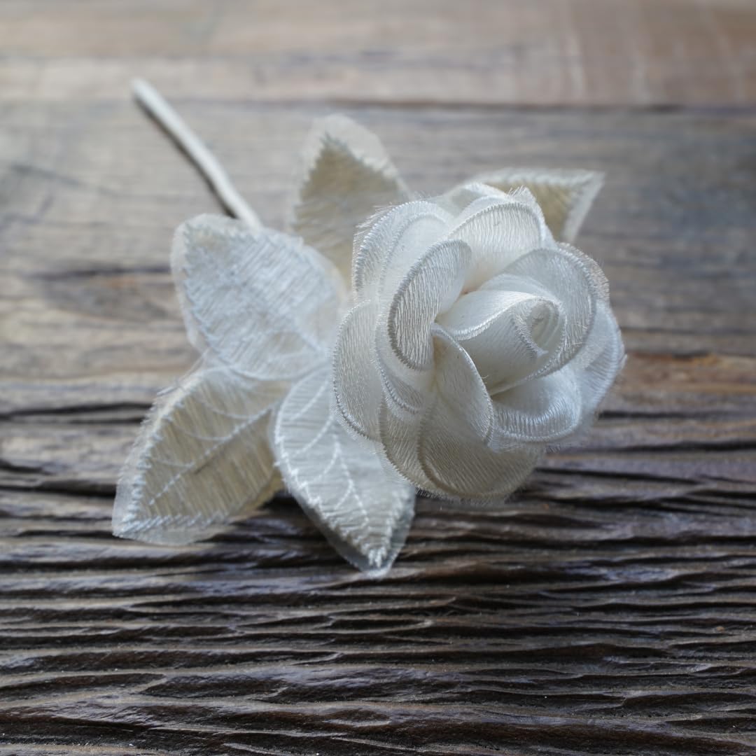 Camellia Bees Handmade Lace Flower for 13th Wedding, Valentine's Day Gift, Lace (White)
