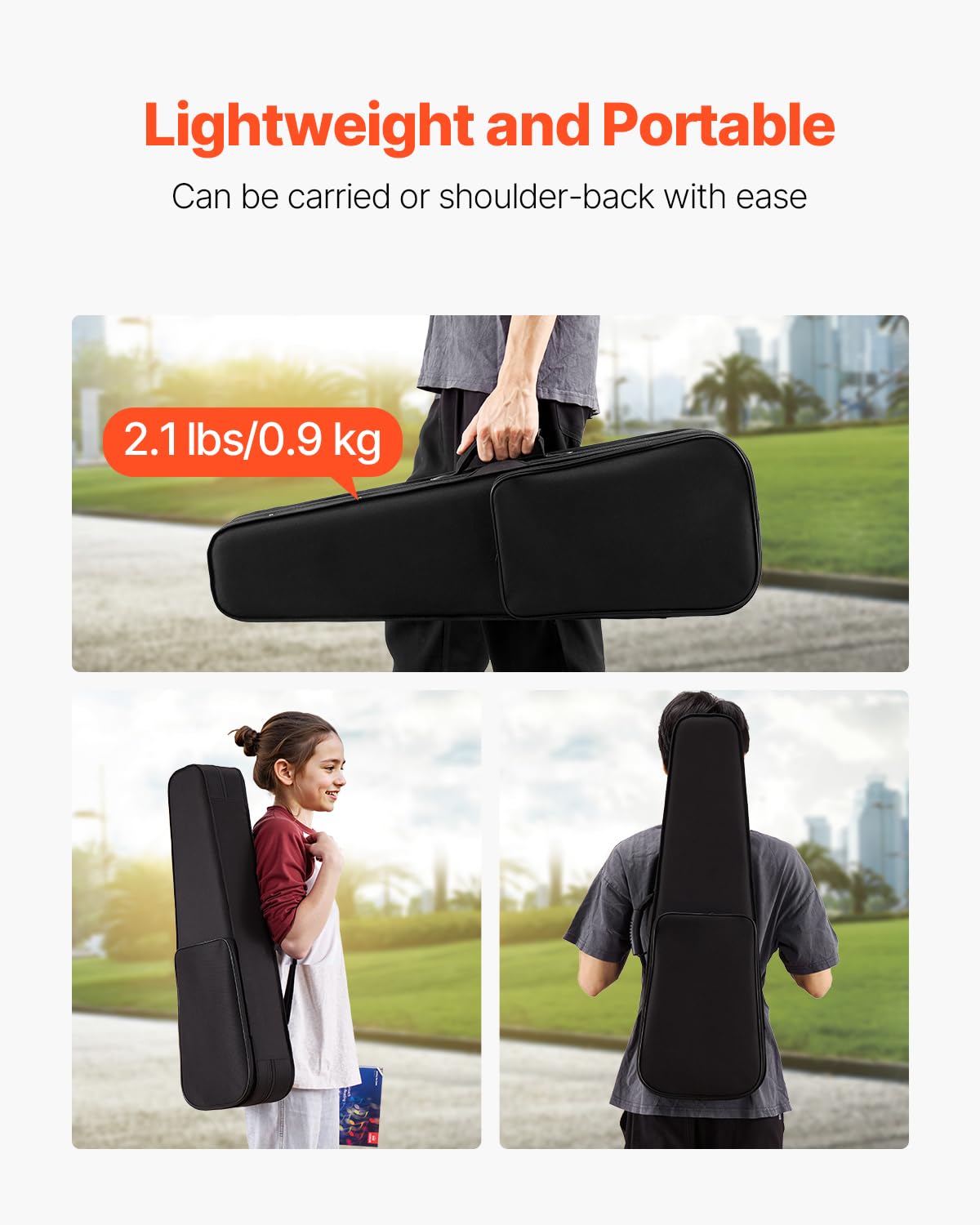 Vevor 4/4 Full Size Violin Case, Nylon Waterproof, Lightweight Portable Travel Carrying Bag, With Plush Lining, Dual Shoulder St