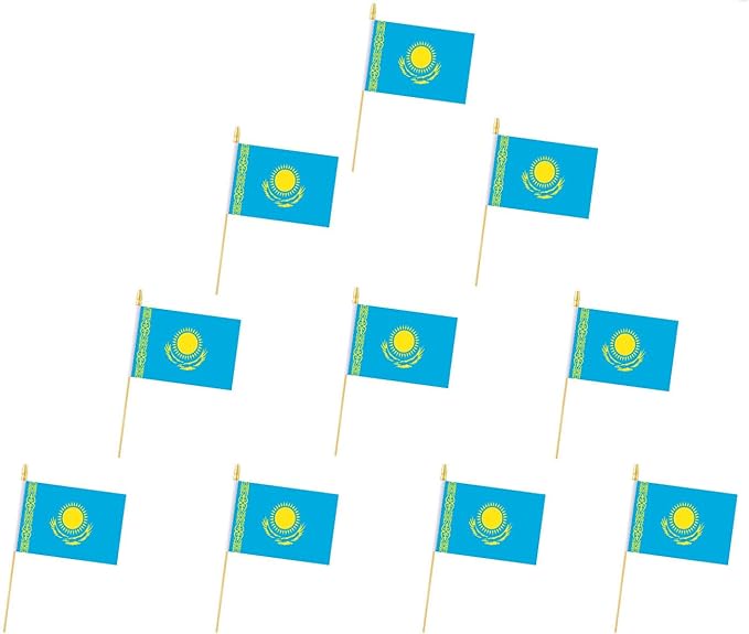 10 Pack Kazakhstan Flags -KZ Handheld Flag- Desktop Flag-5x8 In,Kazakh Mini Flag. Suitable For Party Decorations, Store Di...