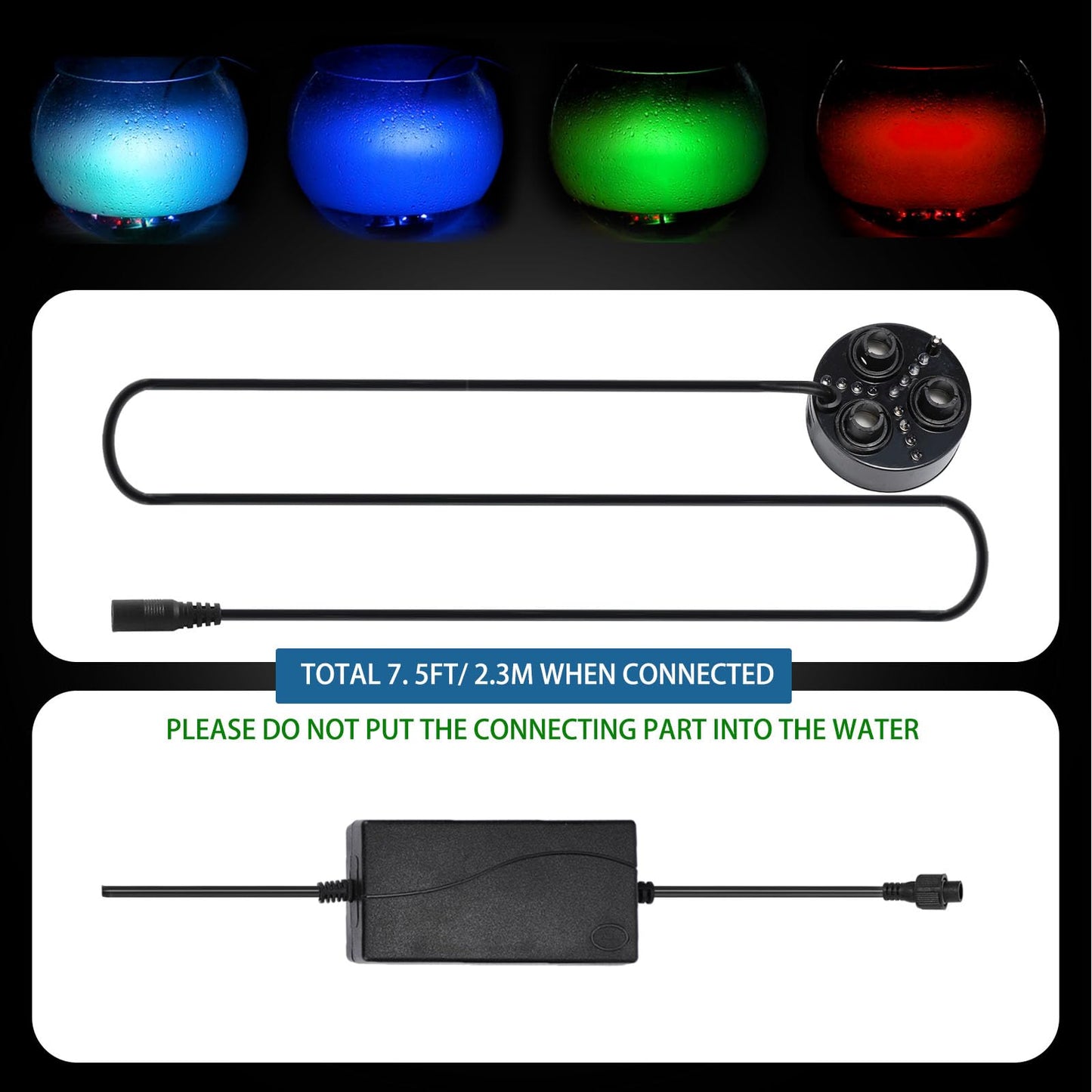 Mxmoonant 3 Head Ultrasonic Mist Maker LED Pond Fogger 1500ml/H Halloween Mister with 6 Ceramic Discs for Water Pond Aquarium Rockery Sink Black Plastic