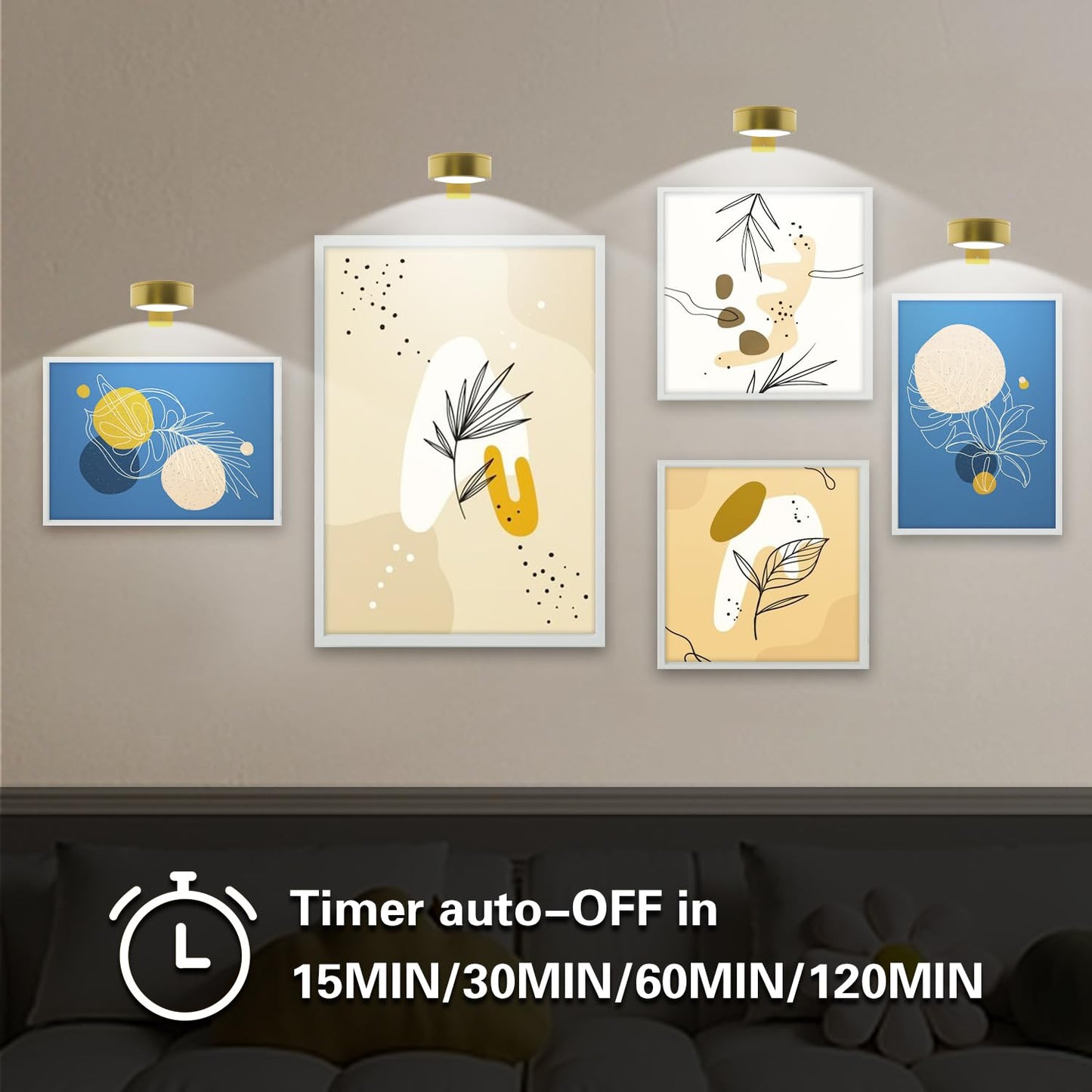 6pcs Wall Picture Light Battery Operated, Painting Light with Remote, Wall Picture Lighting Wireless Indoor with 3 Lighting, Art Display Led Lighting Brightness Dimmable for Frame Gallery Portrait