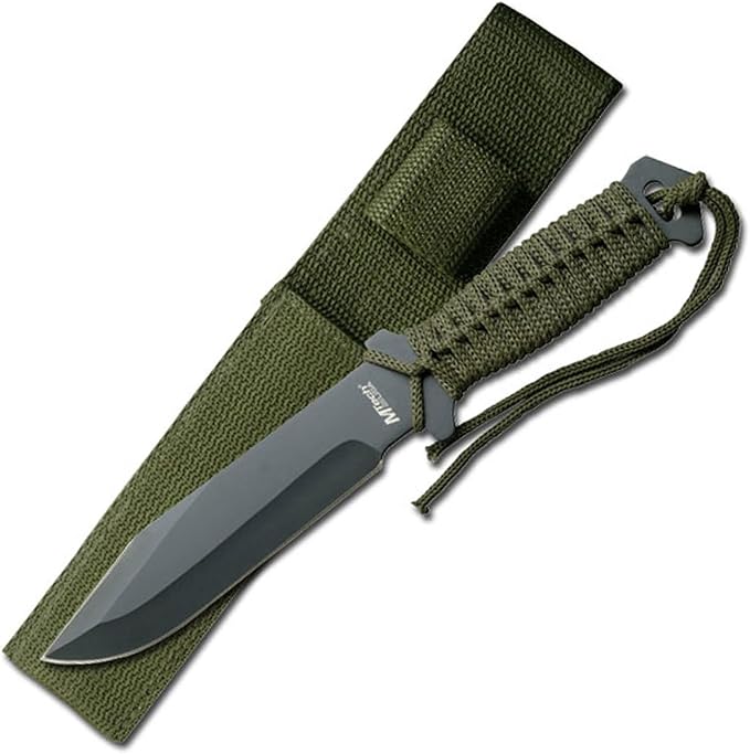 MTech USA – Fixed Blade Knife –Black Stainless Steel Blade, Green Cord Wrapped Handle, Full Tang, Includes Nylon Sheath - ...