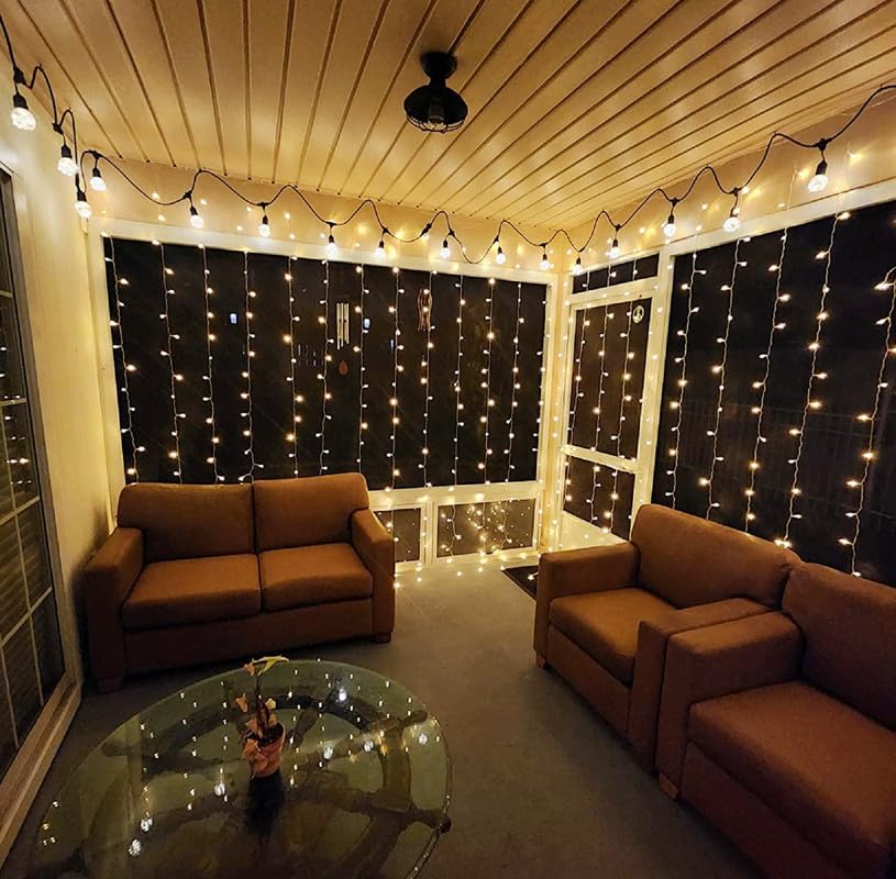 Lighting EVER 594 LED Curtain Lights, 20 x 10 ft Plug in Hanging Fairy String Lights, Wedding Party Backdrop Lights, Twink...
